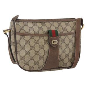 Authentic GUCCI GG Supreme Web Sherry Line Shoulder Bag PVC Beige 89 02 032